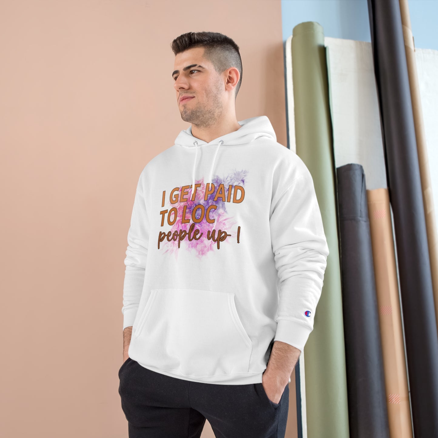 I get paid to LOC people up Champion Hoodie